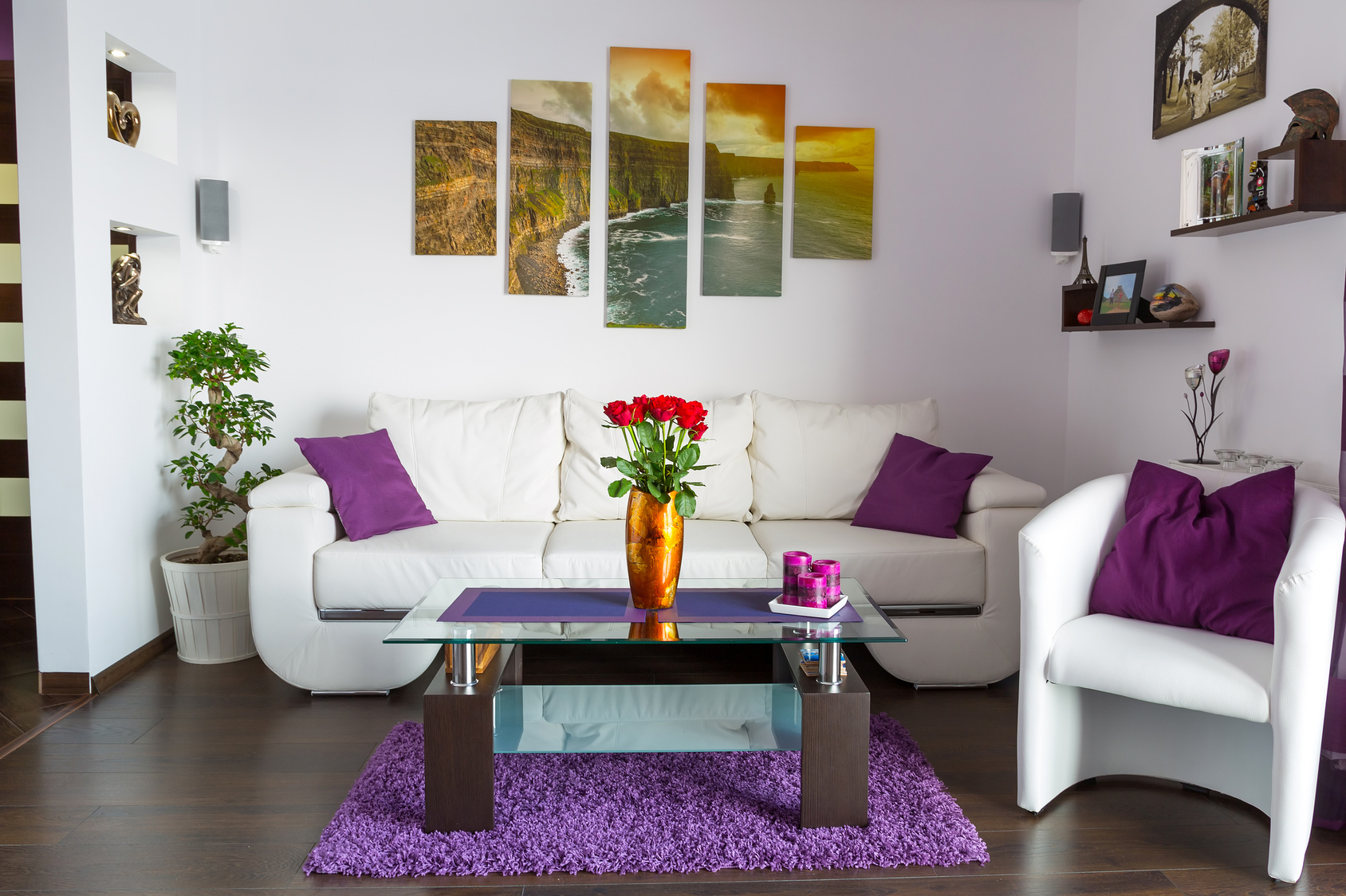 Living room with personalised canvas art