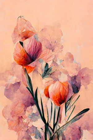 Abstract Coral Flowers (Peach)