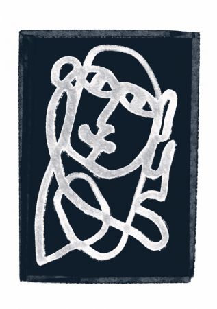 Navy Abstract Line Drawing