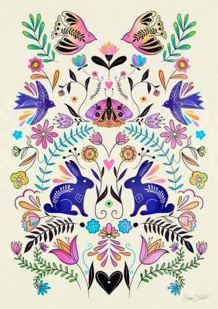 Colorful Folk Art Illustration