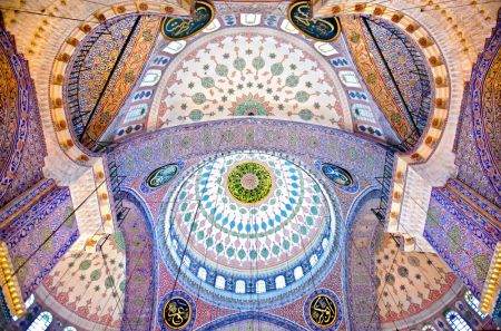 The Blue Mosque – The Sultan Ahmed Mosque. Columns and Main Domes. Istanbul. Turkey © Nora de Ang