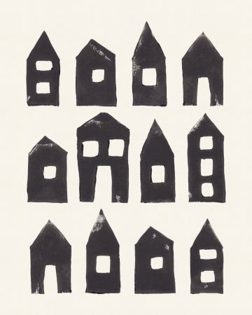 Tiny Houses #1 | Hand-printed Linocut