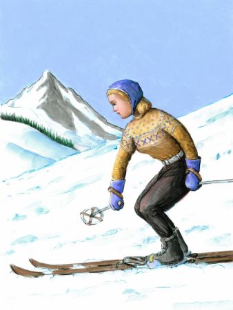 Girl Skiing Downhill