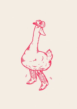 Duck wearing Western Boots in pink