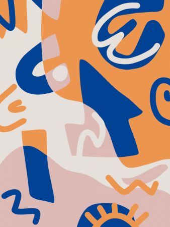 Abstract Shapes In Blue and Orange