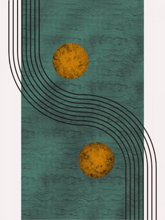 Aquamarine Marble With Golden Sphere