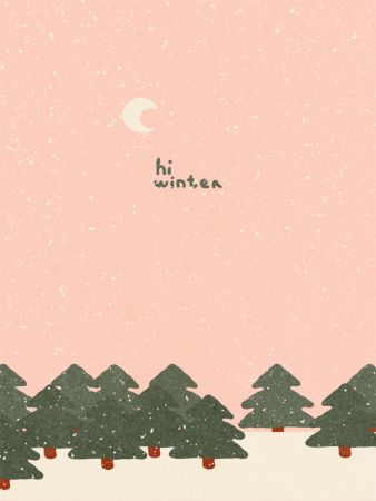 Magical snowfall in the forest. Hello winter