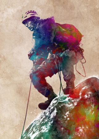 Mountaineer climbing sport art