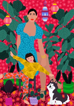 Woman and Child the Garden