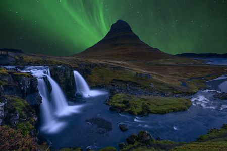 Kirkjufell...   Under a boreal green sky