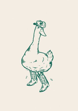 Duck wearing Western Boots in green