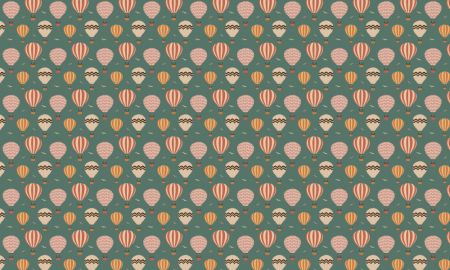 Retro hot air balloon repeat pattern