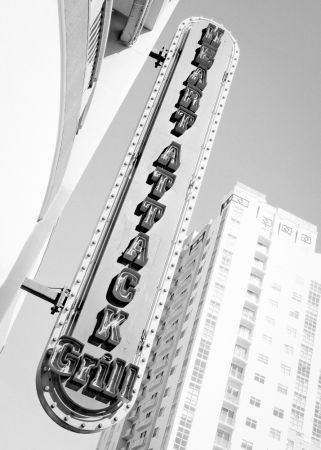 Las Vegas Neon Sign Grill Restaurant Bw