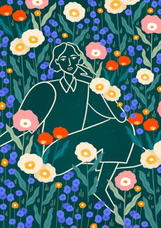 Line Lady With Florals