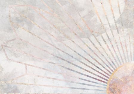 Gold geometric sun rays mural concrete