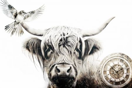 Cow Highland Illustration Art 06