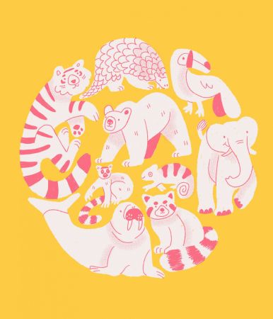 Yellow Animal Collage