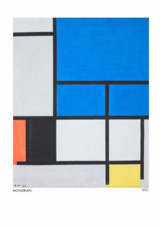 Composition with Large Blue Plane, Red, Black, Yellow, and Gray 1921