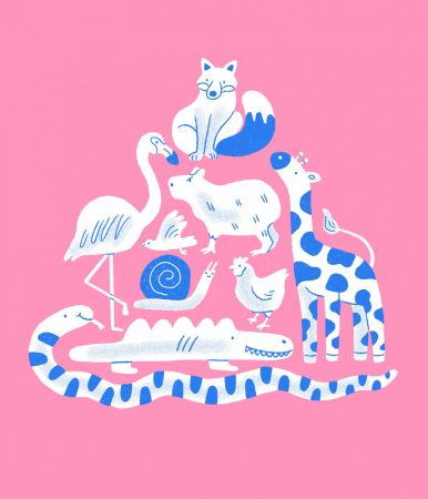 Pink Animal Collage