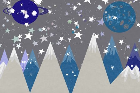 Winter Scenes: Night Sky Midnight Blue Kids Room Mural