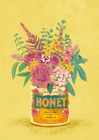 Flowers In a vintage Honey Can