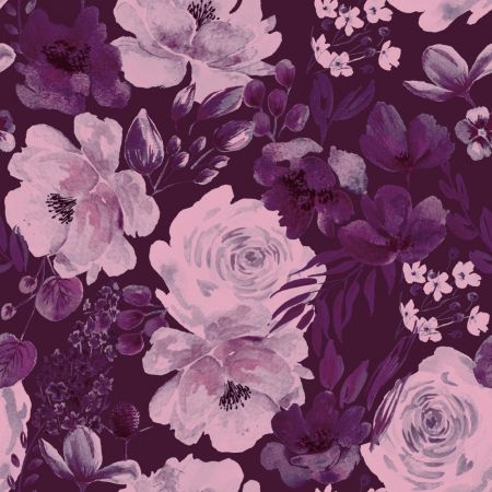 Floral Chaos Watercolor Pattern purple