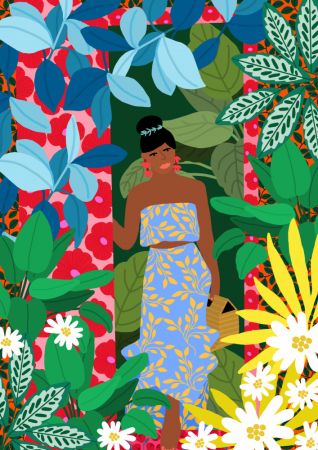  Woman In A Dress With Flowers