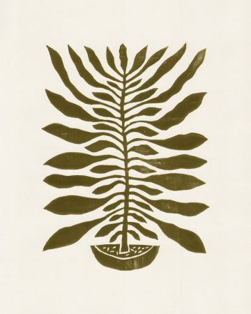 ne Hundred-Leaved Plant #22 / Lino Print