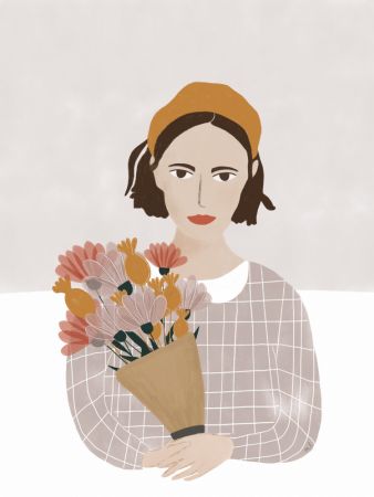 Woman With Flowers 18x24