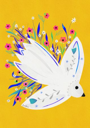 Bird in Flowers illustration