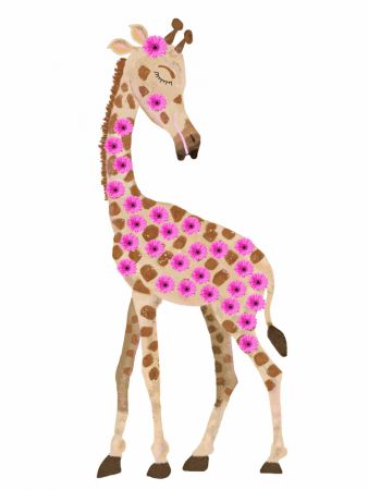 Giraffe with Flowers