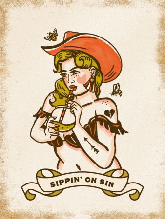 Sippin On Sin Cute & Sassy Cowgirl Art