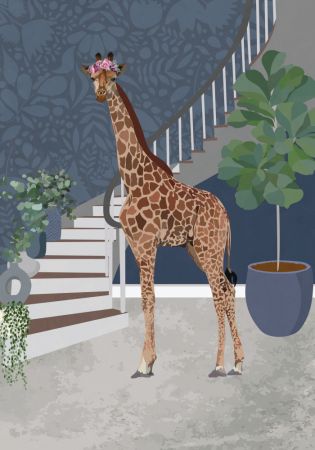 Giraffe by the stairs