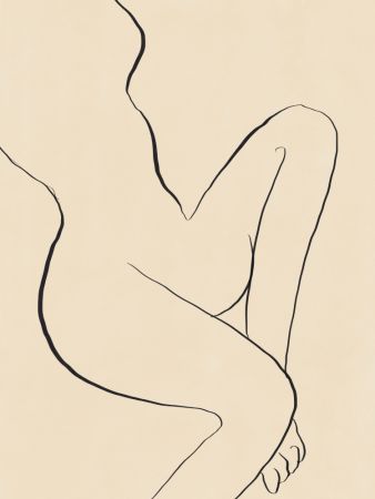 Minimal line art sitting nude