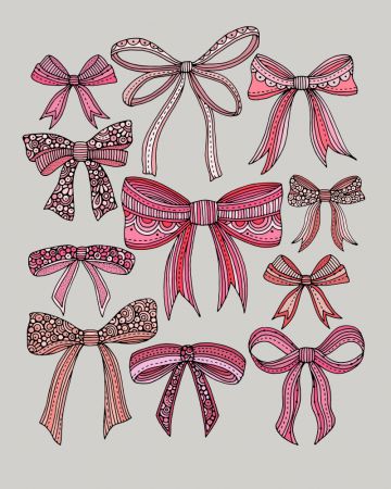 Pink Bows Black Lines