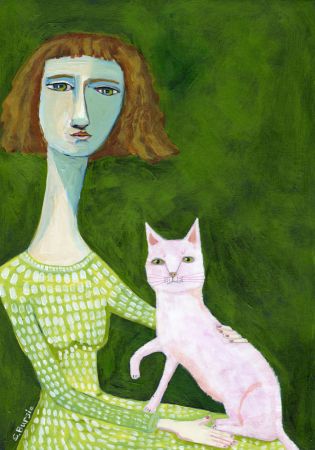 Cat Lady with pink cat