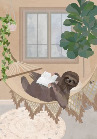 Lazy sloth in hammock