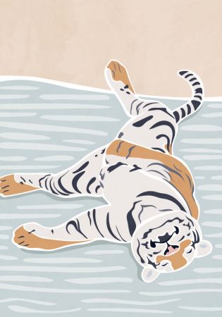 Scandi Sleeping Tiger Children's Art