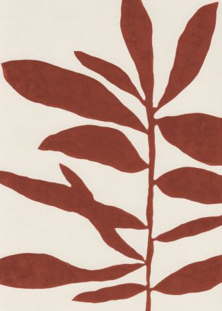 Linocut Branch #3 : Saffron Red