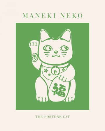 Maneki-neko Cat Green