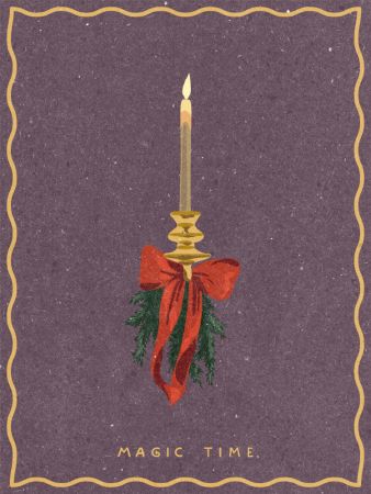 Candle with bow and spruce sprigs