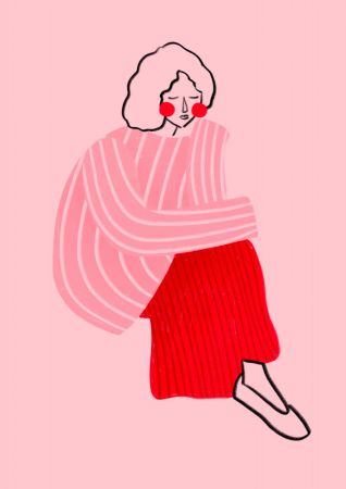 Pink and Red Line Lady